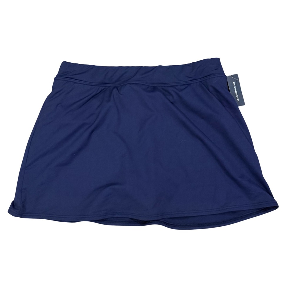 Lands End Navy Blue Swim Skirt Skort Size 6 Attached Brief NWT